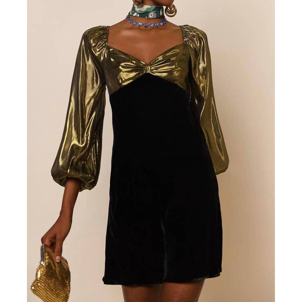 NEW RIXO paris mini dress in gold